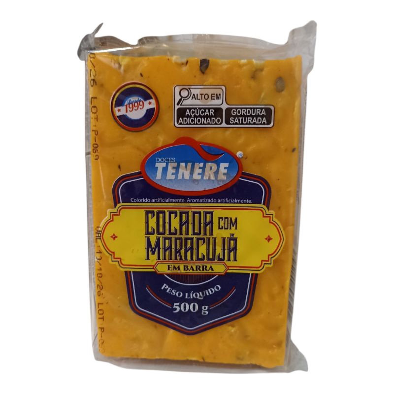 Cocada De Maracujá Barra 500g  Doces Teneré Tradição mineira em cada pedaço Sabor Irresistível