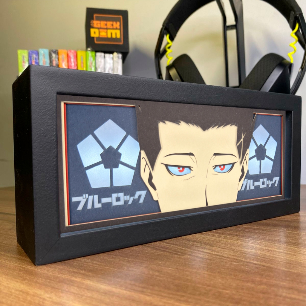 Luminária Lightbox Anime 3D LED Decoração de Mesa PC Gamer Blue Lock Shoei Baro Barou