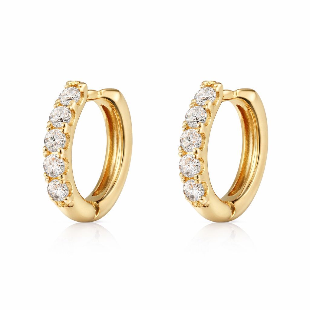 Brinco Infantil Argolinha Click Banhado a Ouro 18k Cravejado Hipoalergênico
