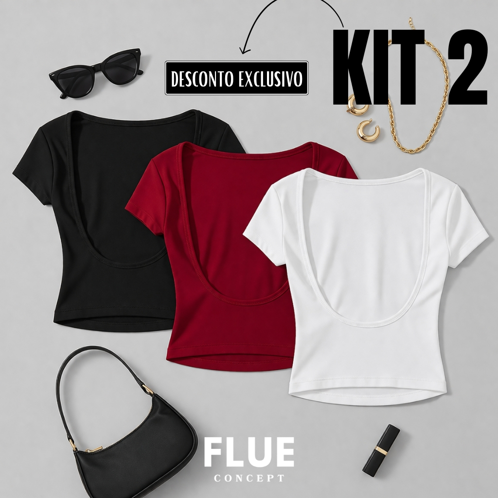 KIT 2 Cropped Feminino Costa Nua Suplex Premium Frente Dupla Moda Gringa Y2K