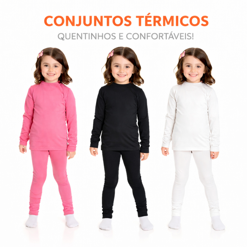 Conjunto Térmico Pelúciado Infantil Flanelado Juvenil  Menina Segunda Pele