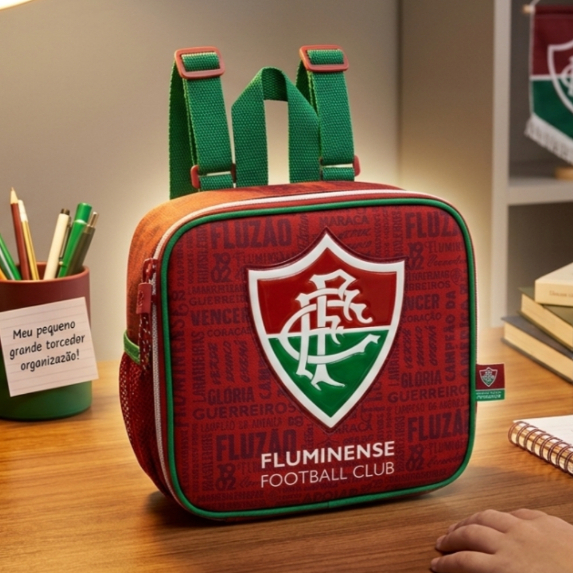 Lancheira Merendeira Escolar Bolsa Térmica Menino Futebol Time Fluminense Original Oficial Tricolor Carioca Fluzão