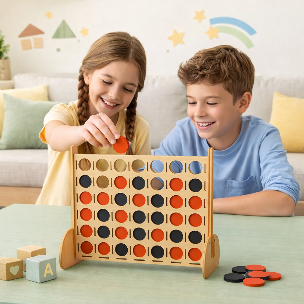 Jogo Infantil Conecta 4 Em MDF Educativo Tabuleiro De Mesa Pedagógico