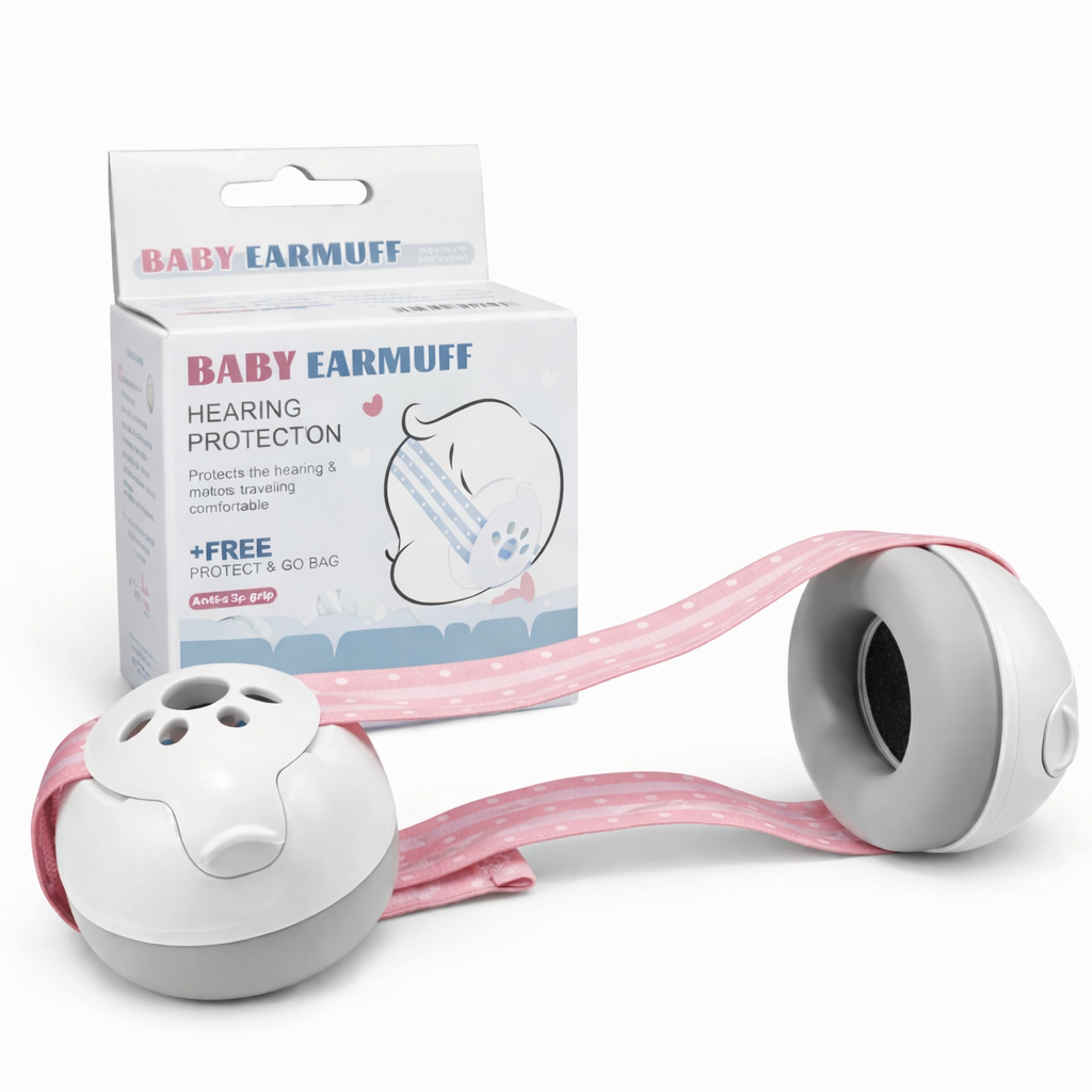 Protetor E Abafador De Ruído Infantil Tipo Concha Confortável Para Bebês Baby Muff Silent ROSA