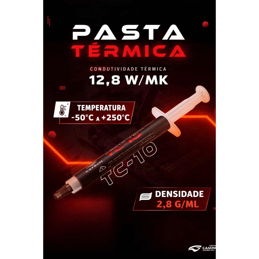 Pasta Térmica Alta Performance 12,8W/mk 4G TC-10 C3TECH + Espatula de aplicação