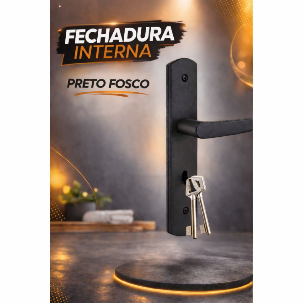 Fechadura Ipanema Completa Porta Interna Quarto Preta Máquina 40 Anti Ferrugem Soprano (40X53)