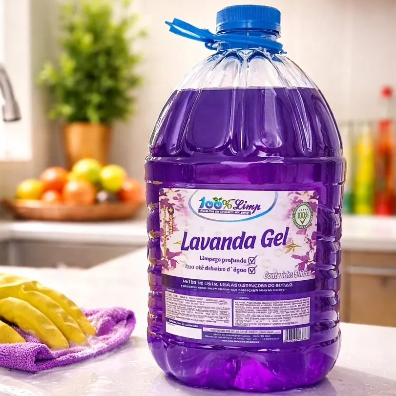 Limpador Multiuso Gel Lavanda 5L 100% Limp – Limpeza Pesada Perfumada Alta Performance