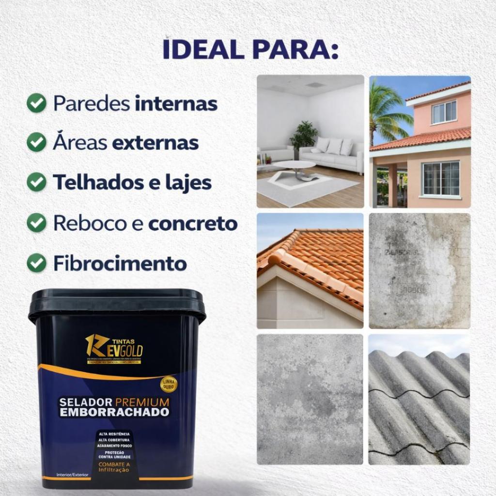 Tinta Borracha 18kg Líquida Revgold Reboco Laje Paredes Super Proteção Impermeável Envio 24Hrs -