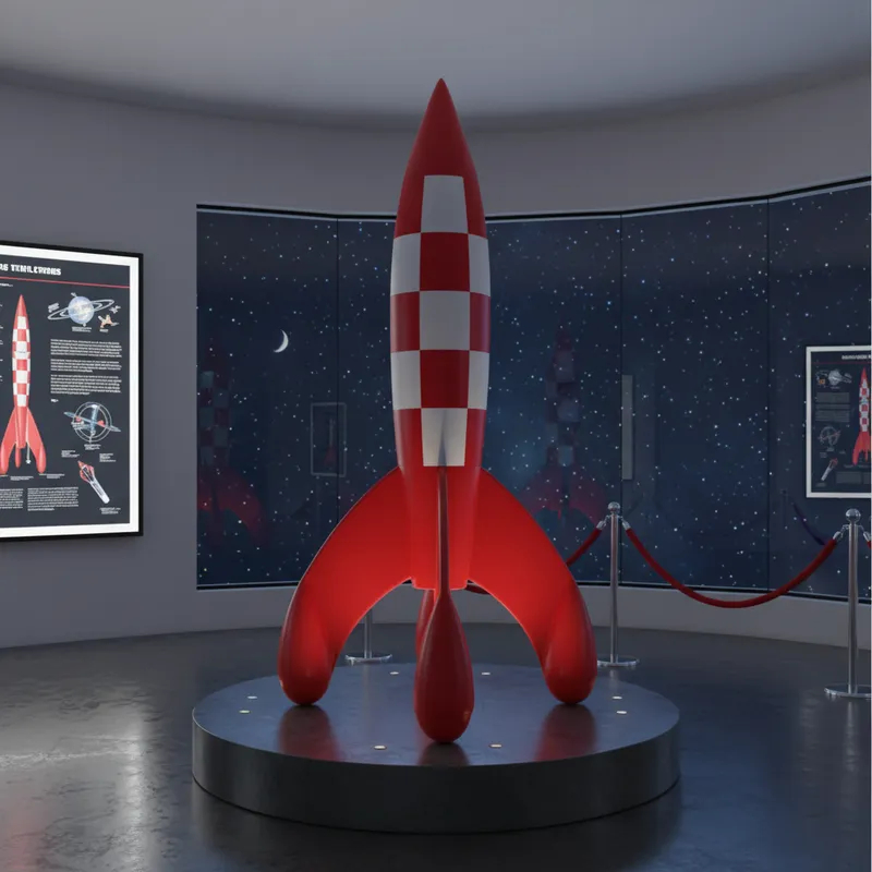 Foguete Tintin 150cm Gigante | Decoração Espacial Colecionável Premium | Nave Retrô Vintage