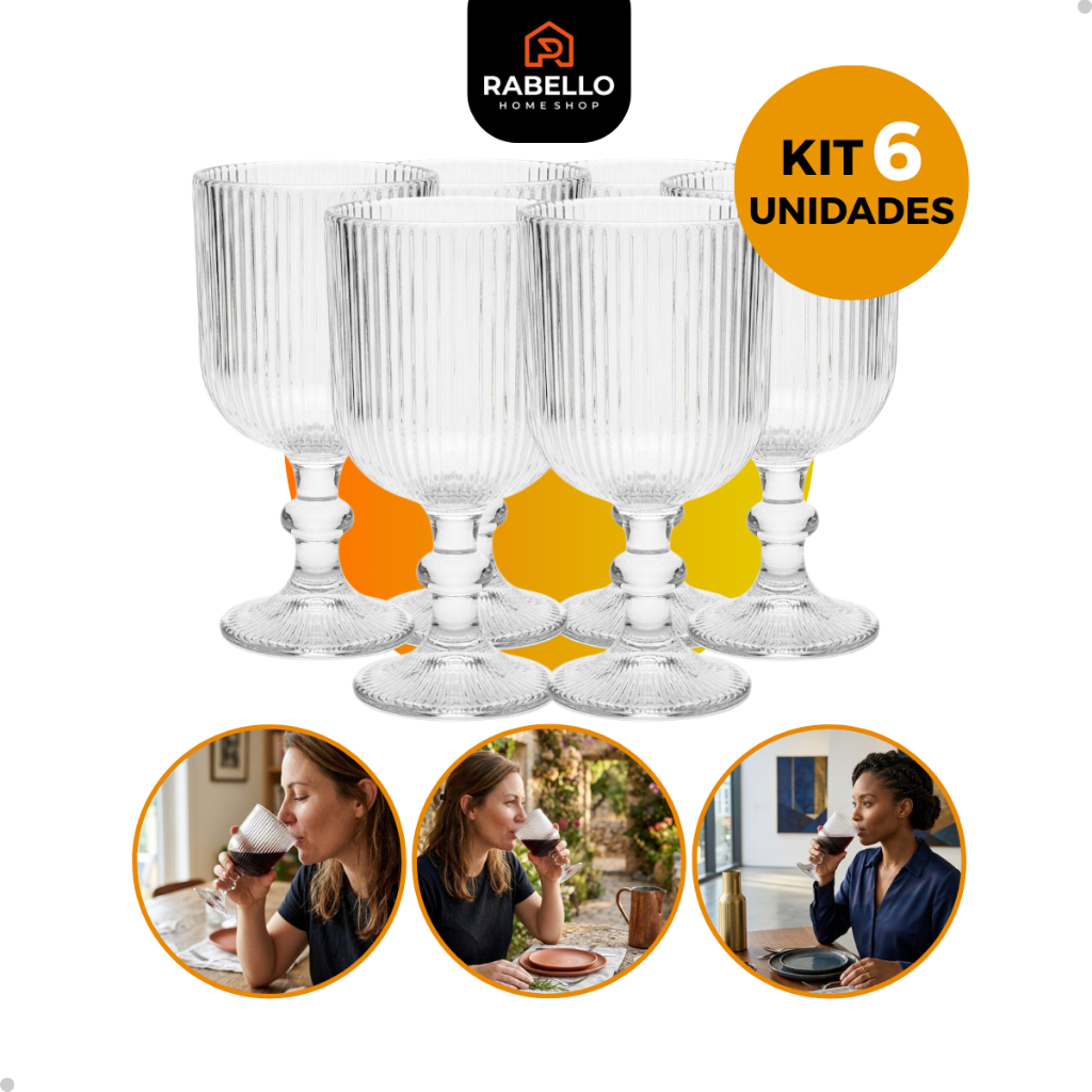 Jogo Taças de Vidro Transparente Cristal 250ml Diamond  Diamante Luxo Premium para Água Drinks Suco em Oferta na Shopee