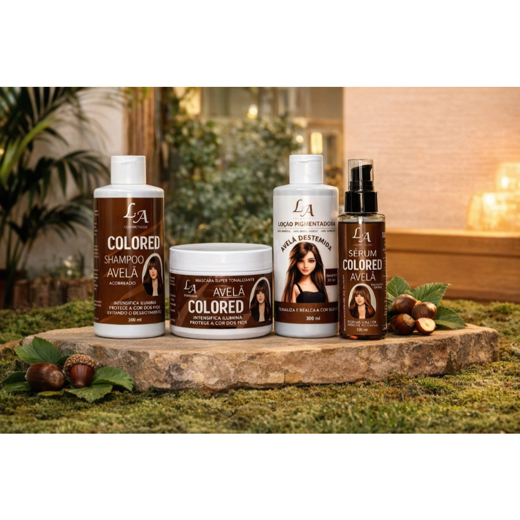 Kit Tonalizante Avelã Intenso 4 em 1 Shampoo Condicionador Máscara Sérum Intensificador de Cor