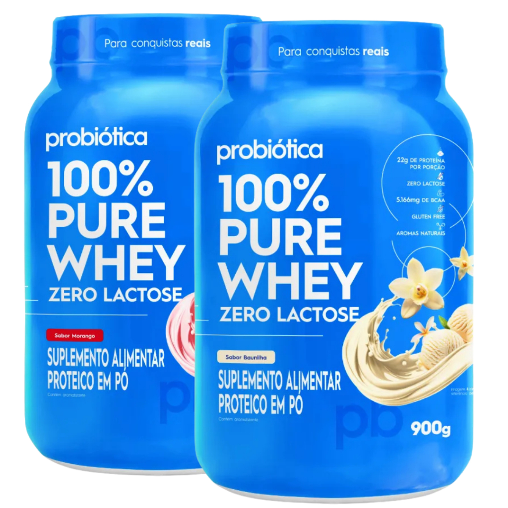 KIT COM 2 WHEY 100% PURE ZERO LACTOSE POTE 900G