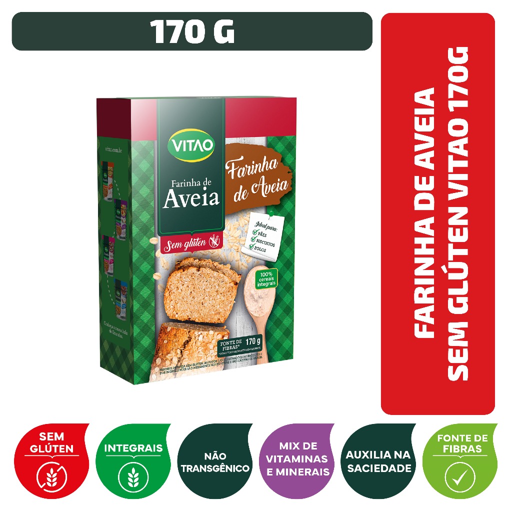 Farinha de Aveia Sem Glúten Vitao 170 g - Fonte De Fibras · foto 2