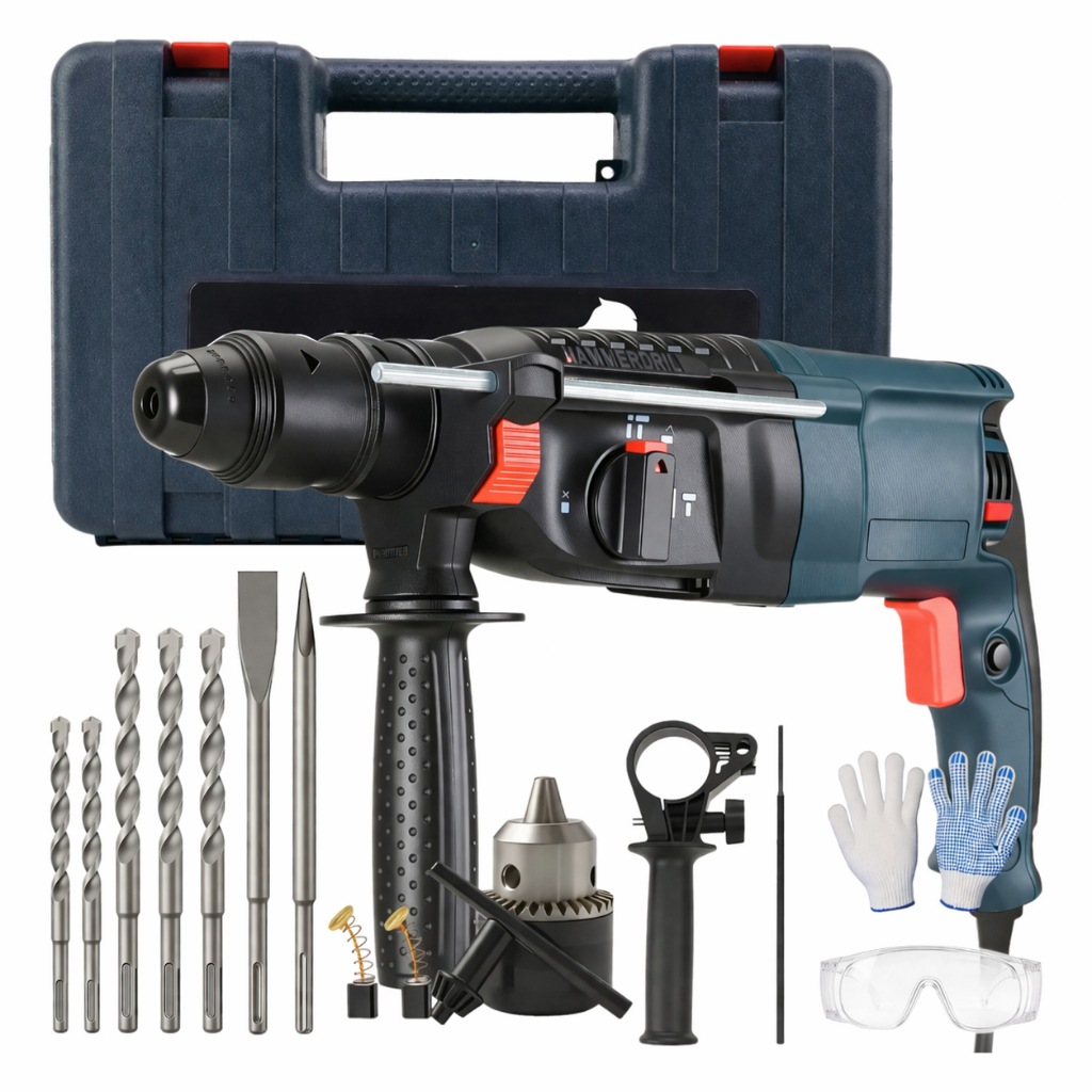 Martelete Furadeira de Impacto Rotativo 5kg Rompedor Demolidor Perfurador 1200w Com Acessorios