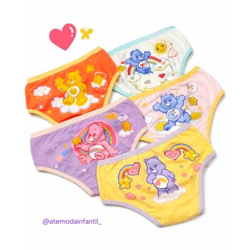 Kit com 5 calcinhas algodão elastano qualidade premium personagens colecionáveis (TEMAS VARIADOS)