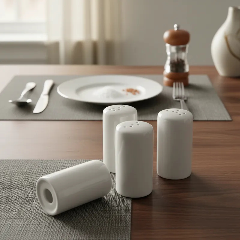 Kit 4 Saleiros de mesa - Porcelana - Base Reta,porcelana