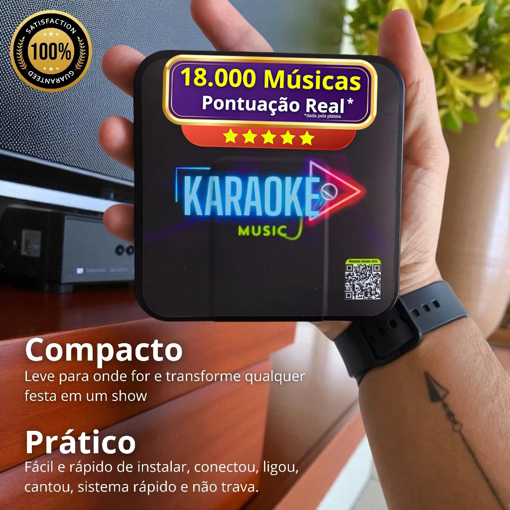Aparelho Karaokê Bluetooth 18.000 Músicas – Pontuação Real, Caixa Som 80w 2 Microfones Sem Fio