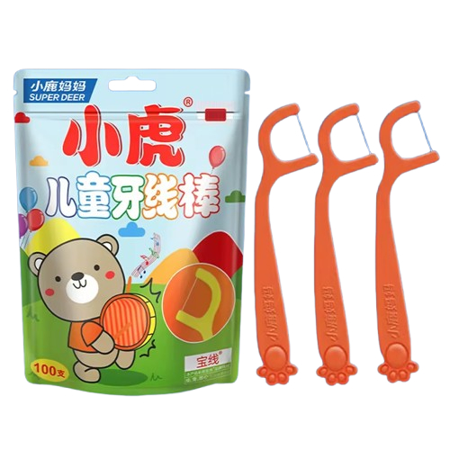 Palito de Fio Dental Infantil, 100 Unidades, Design Animal, Fio de Polietileno Suave, Descartável