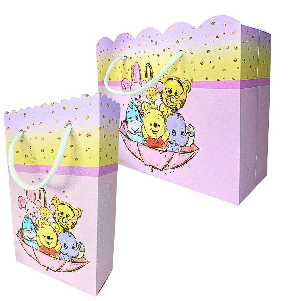 Sacolinha Ursinho Pooh Rosa Sacolinhas para Lembrancinha de Aniversário Infantil Menina Sacolas Bolsinha Envio Rapido
