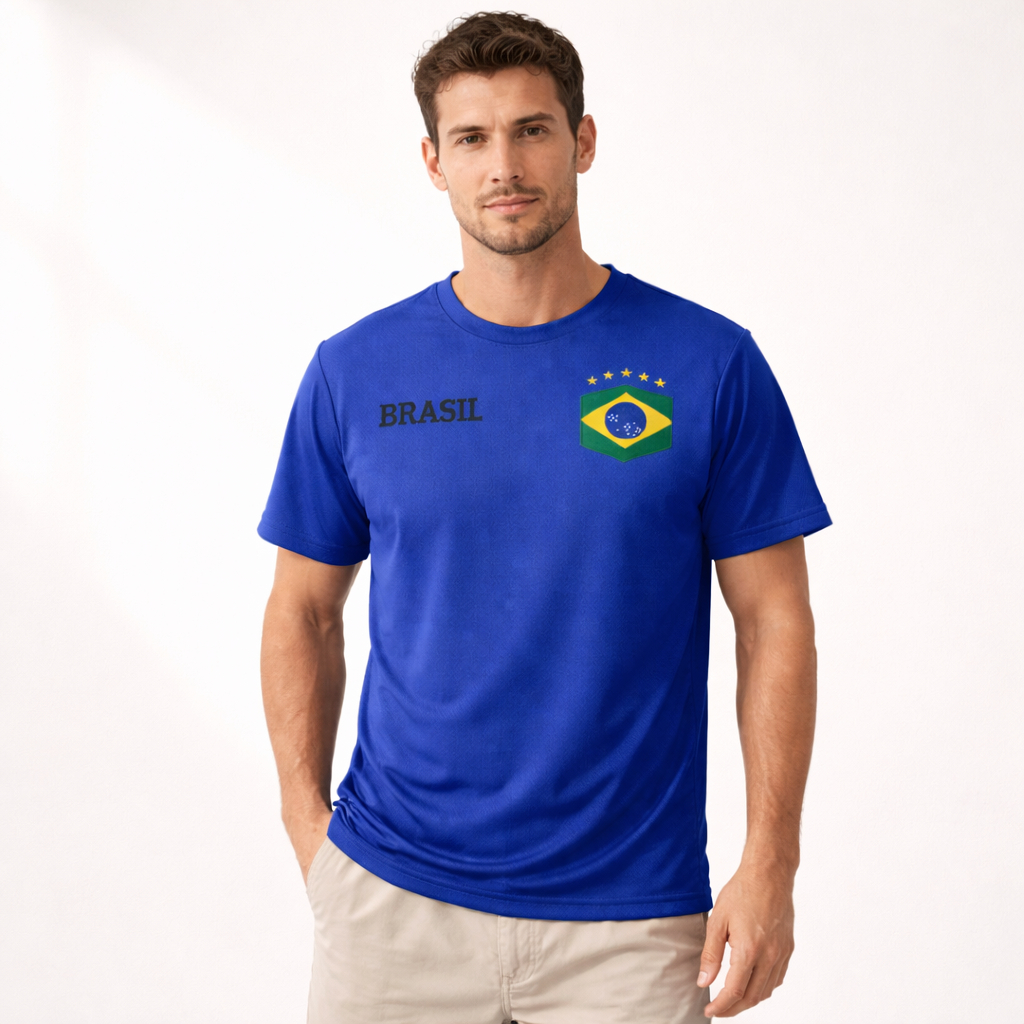 Camiseta Brasil Masculina Dri Fit Copa do Mundo Torcedor Seleção Confortável Academia Futebol