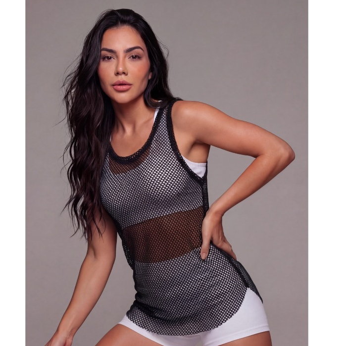 Regata Feminina Telada de Sobreposição Moda Verão