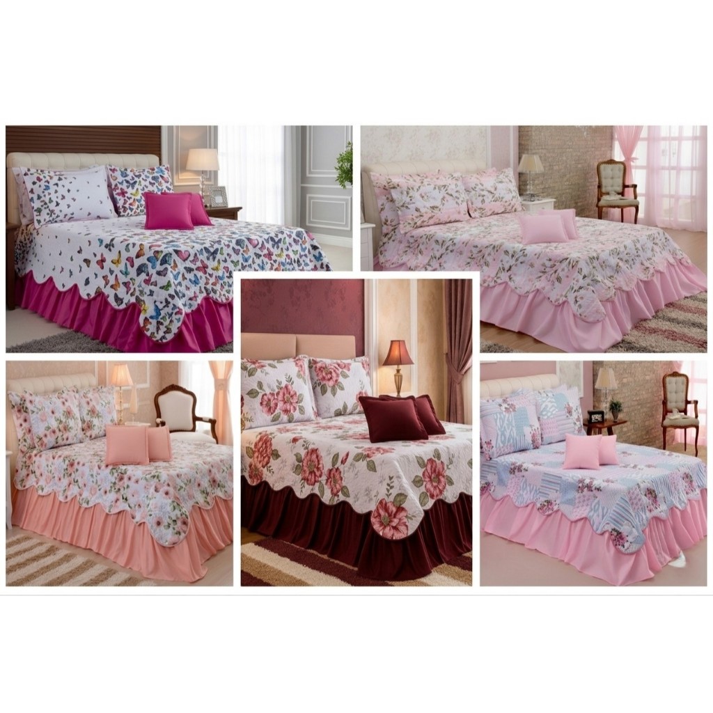 KIT Cobre Leito Colcha Belize Luxo Premium - Queen Size - 05 Peças em Oferta na Shopee