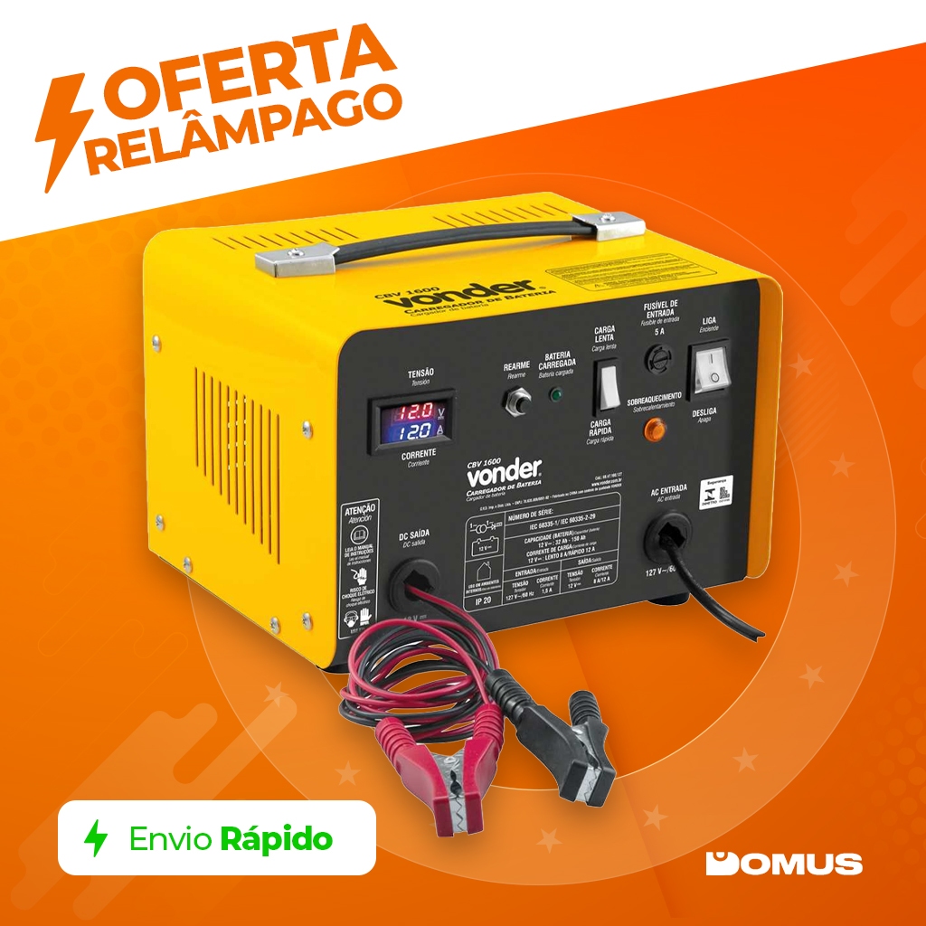 Carregador de Bateria Para Carros e Motos CBV1600 Vonder De Carga Rapida