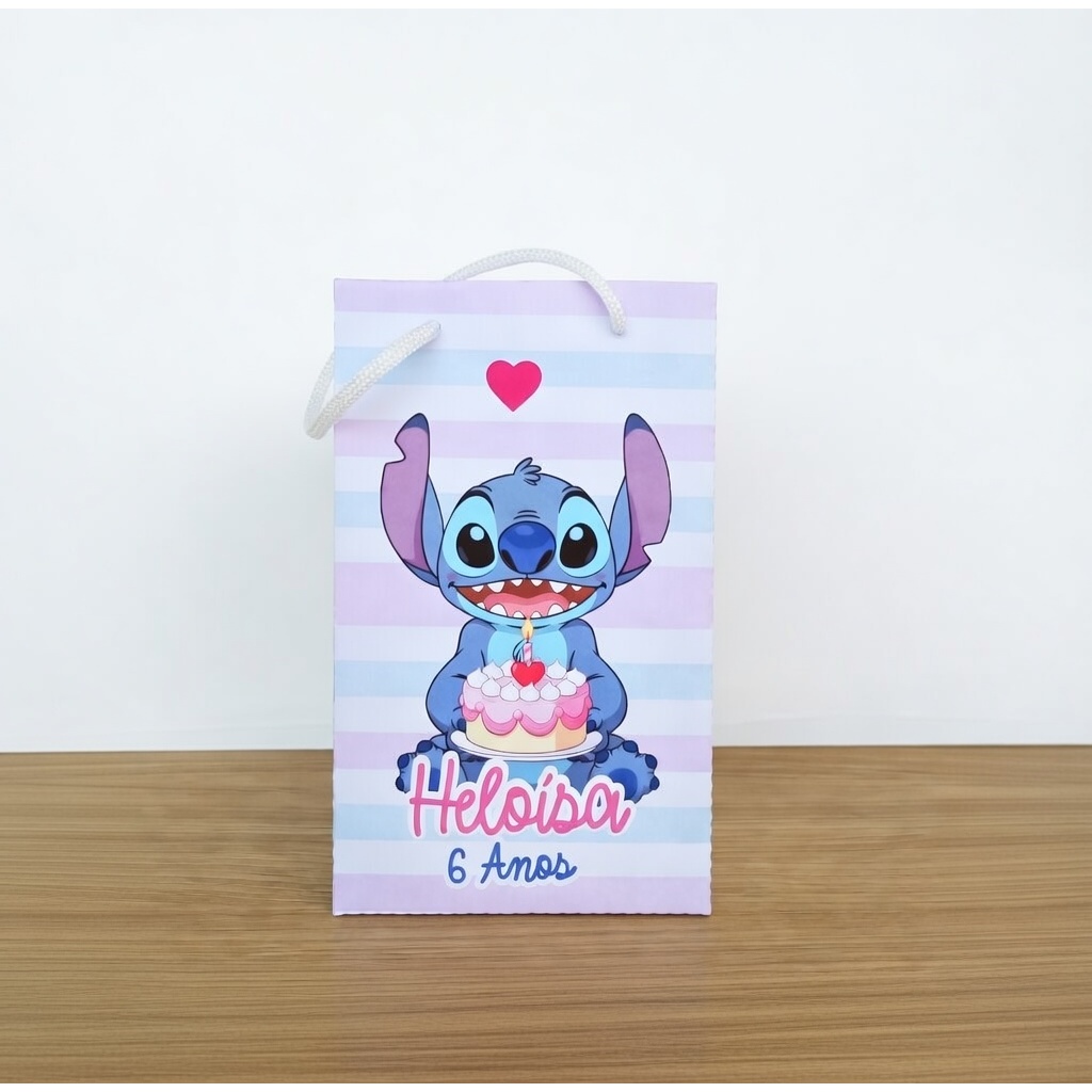 Sacolinha Personalizada Stitch Lembrancinha kit Festa Infantil Tema e angel Stitch Personalizada