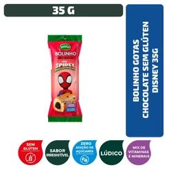 Bolinho Gotas Chocolate Sem Glúten Spidey Man Disney 35 g