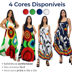 Vestido Trapézio Godê Indiano Viscose Soltinho Confortável Preto e Branco