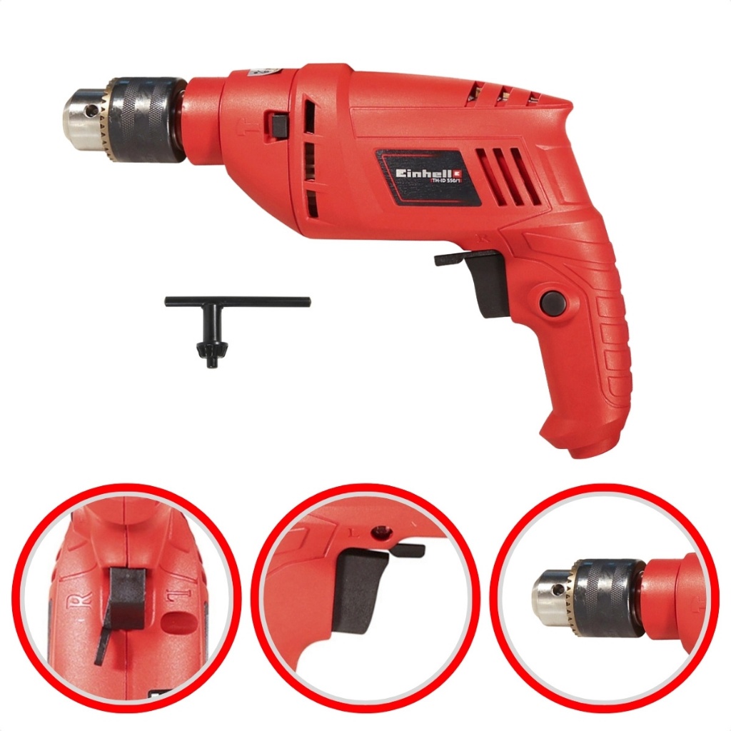 Furadeira Impacto Elétrica 600w 1/2" Einhell Profissional Mandril 13mm Controle Velocidade Concreto
