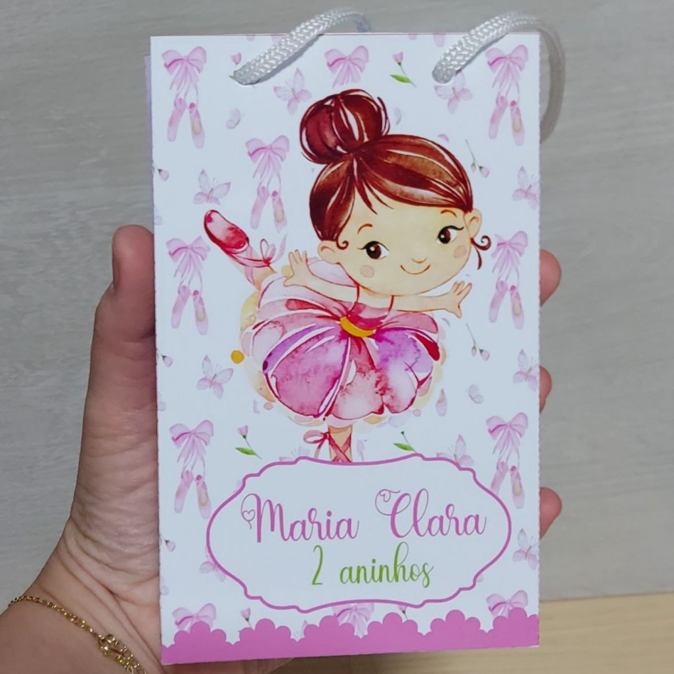 Sacolinha Surpresa BAILARINA Personalizada (10x15cm) Kit 10 Unidades Lembrancinha Festa Infantil