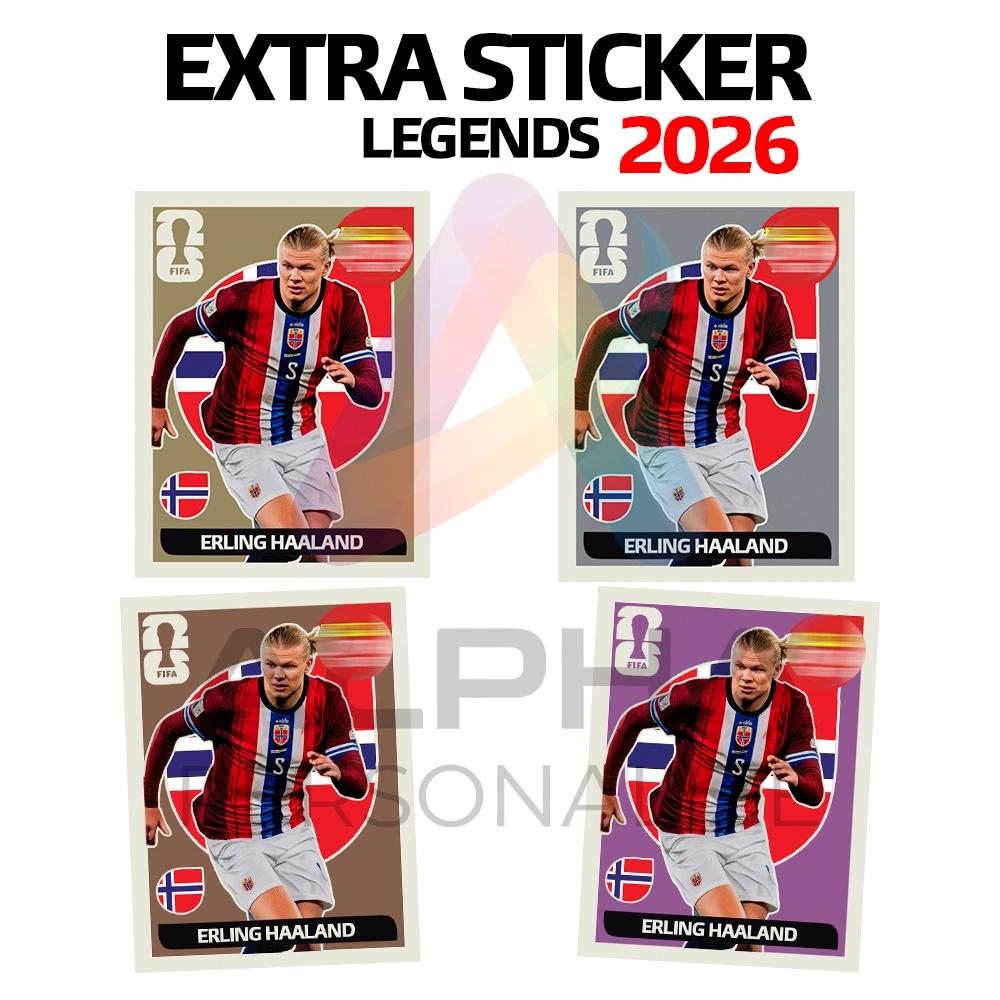 Figurinha Extra Sticker Haaland Legends Ouro Prata Bronze Base Copa do Mundo Adesivo