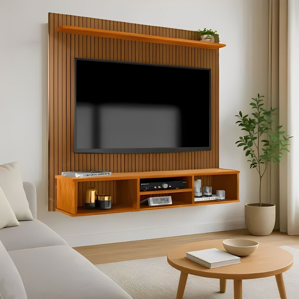 Home Painel Simples Tv Sala 50 Pol Ripado Com Nicho Naturale