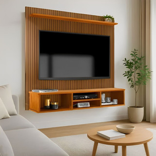 Home Painel Simples Tv Sala 50 Pol Ripado Com Nicho Naturale