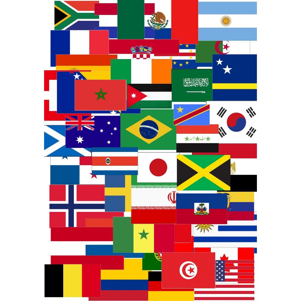 Pac 48 adesivos /stickers Bandeiras Paises da Copa do Mundo 2026
