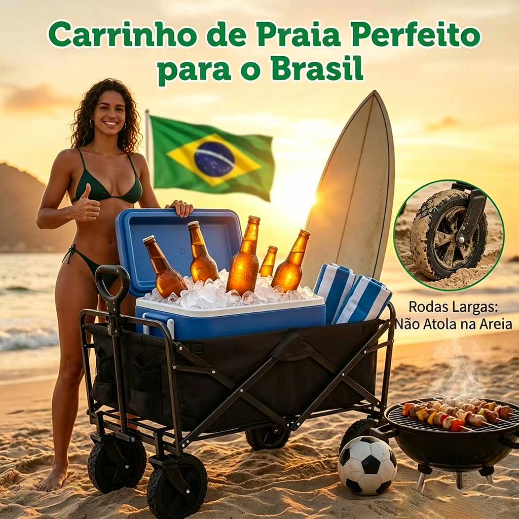 Carrinho Multiuso Para Camping Até 300kg Dobrável Dobrável Camping Pesca Compras