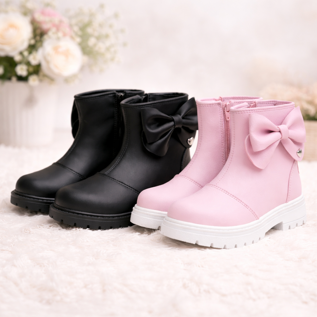 Bota Infantil Cano Curto com Laço Lateral | Conforto e Estilo Menina