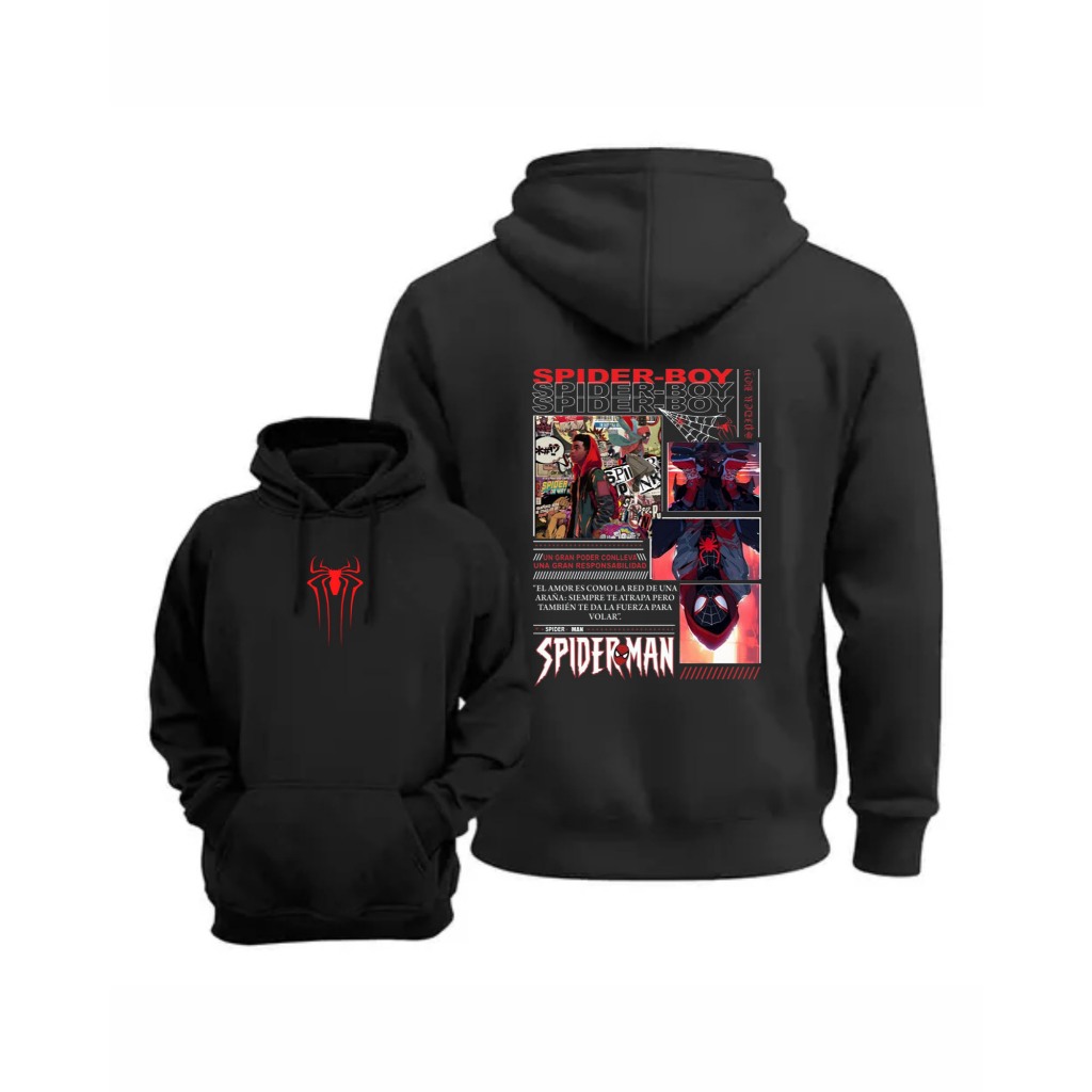 Moletom Spider Men Canguru Capuz Unissex Frio Casual Confortável Homem Aranha