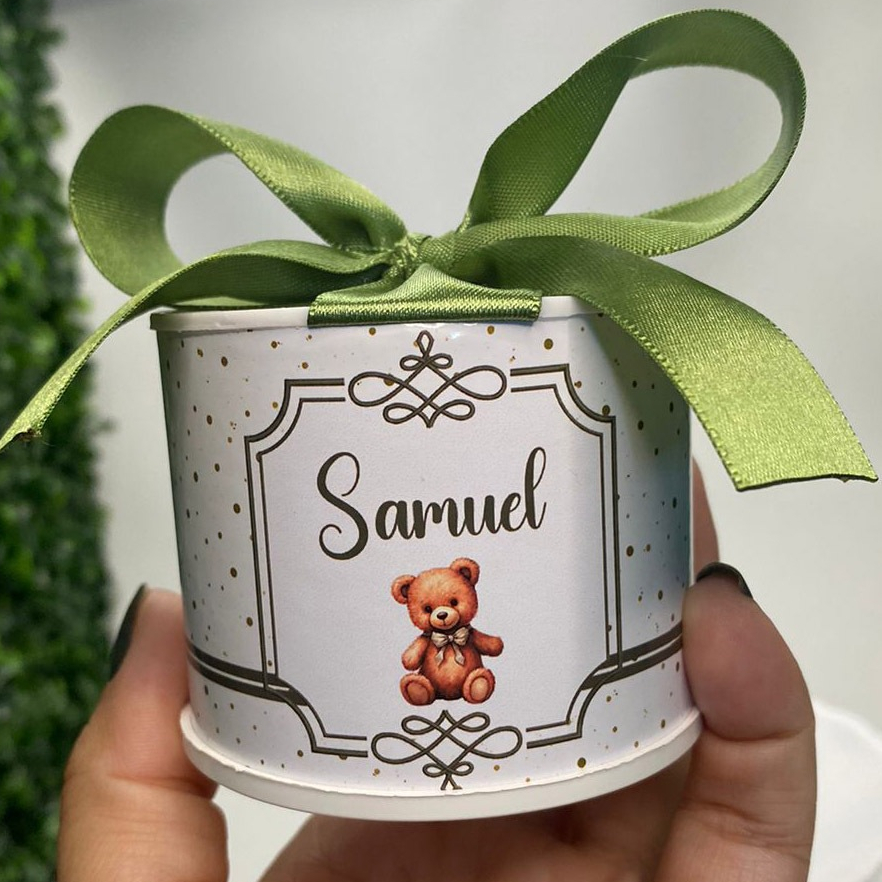 Kit tubolatas 5X6 personalizadas  URSINHO VERDE • Lembrancinhas maternidade | festa | chá de bebê | revelação