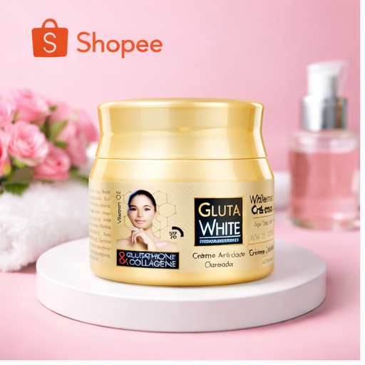 Creme Gluta White Clareador Anti-Idade com Glutationa e Colágeno FPS20 – Hidratante Facial e Corporal