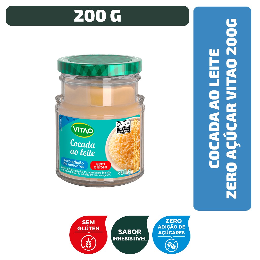 Cocada Ao Leite Zero Açúcar Vitao 200 g
