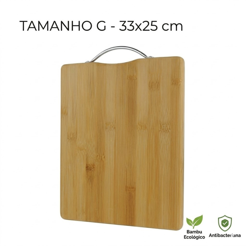 Tábua de Bambu Corte Madeira Antibacteriana Carne Churrasco Legumes Cozinha