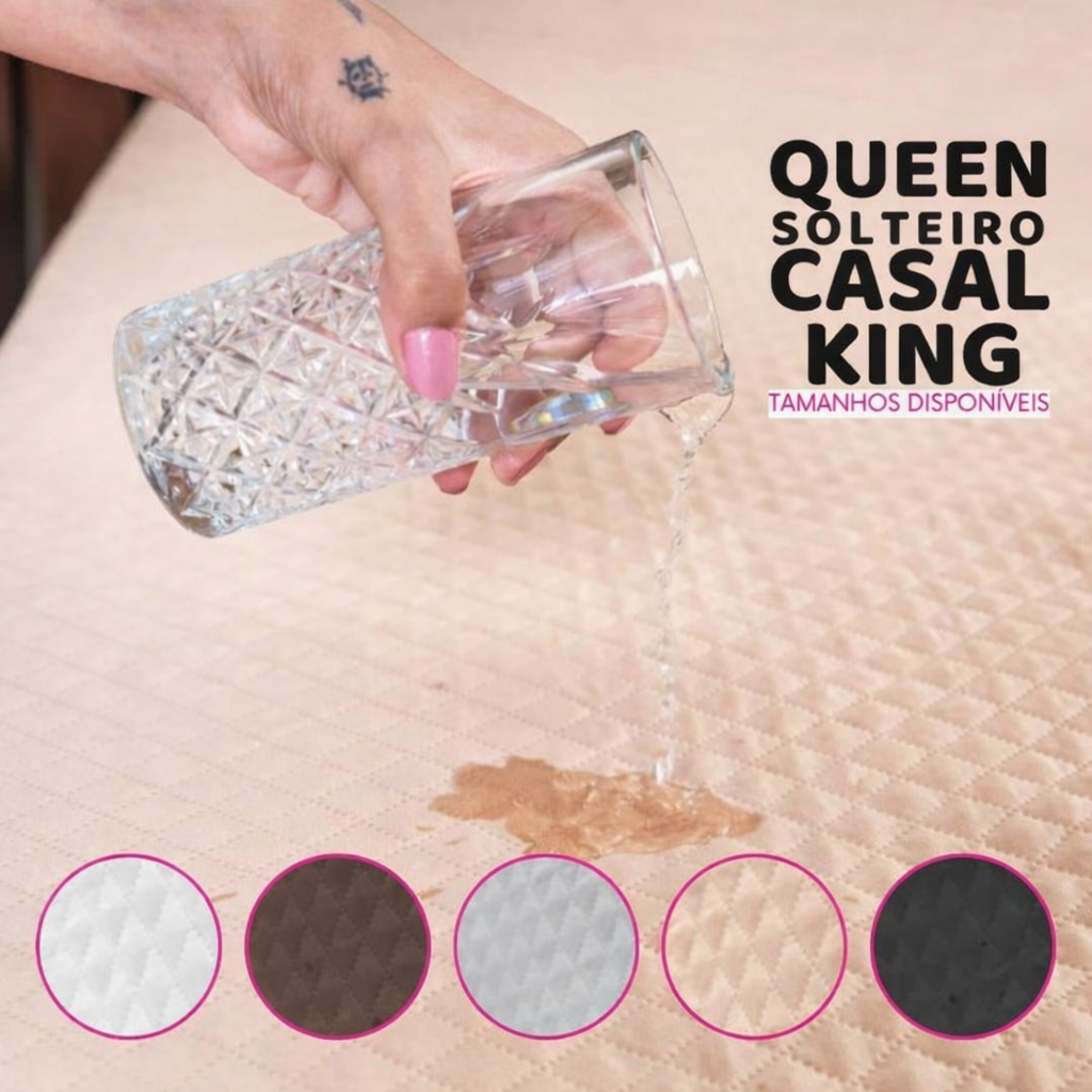 Capa Protetora de Colchão Impermeável 2 em 1 com Elástico Lençol Protetor Solteiro Casal Queen King