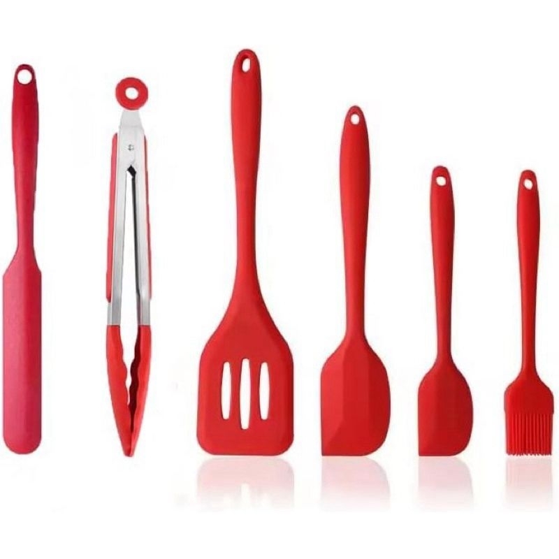Conjunto de 6 peças de utensílios de cozimento de silicone antiaderente, espátula, escova de pá, utensílios de cozinha