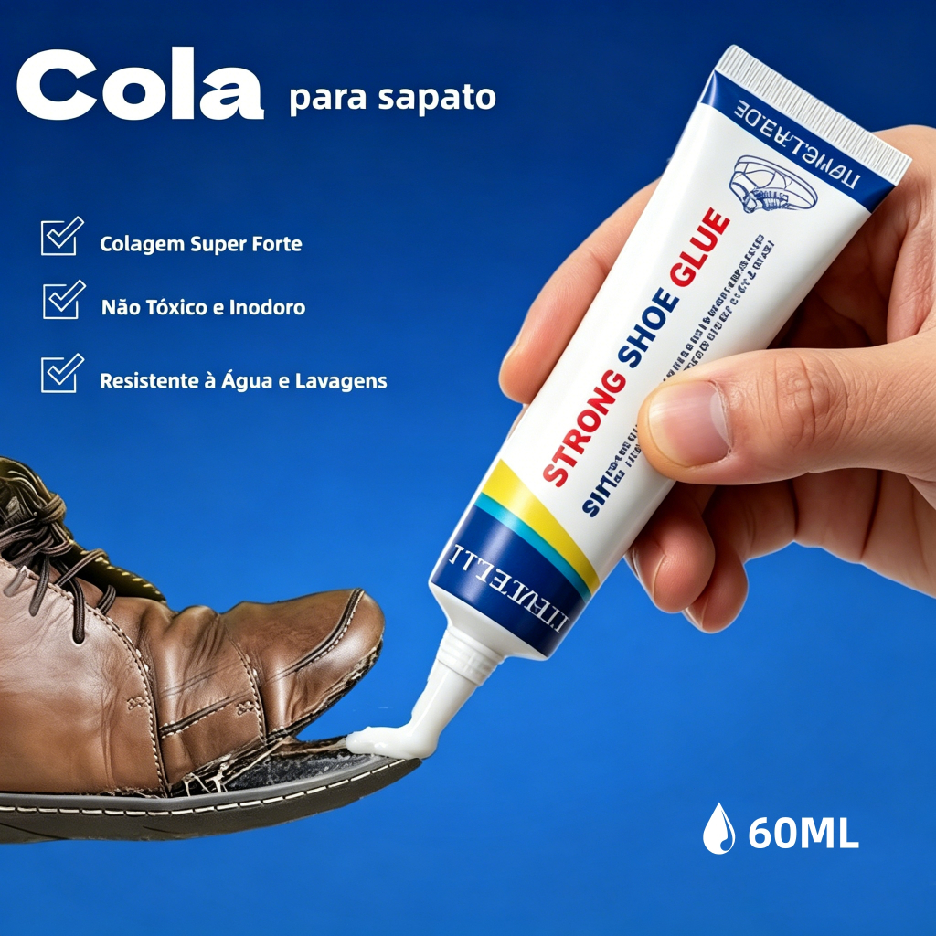 Cola para Sapatos Premium de Alta Resistência 60ml - Adesivo de Reparação para Calçado de Couro e Sapatilhas Desportivas
