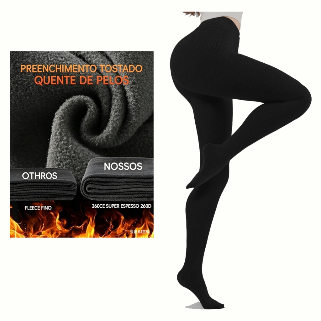 Calça Legging Térmica Feminina com Fleece com Pelúcia Inverno Cintura Alta