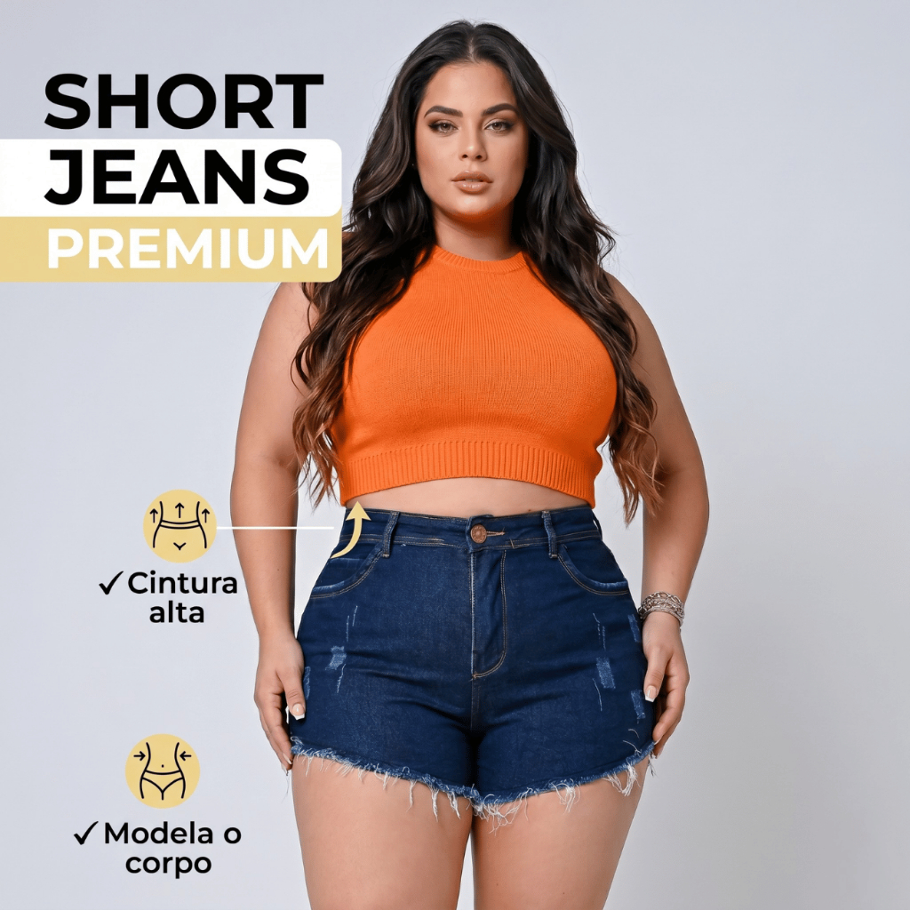 Short Jeans Feminino Plus Size Desfiado Destroyed Moda Gordinha Cintura Alta Casual 48 50 52 54 Promoção