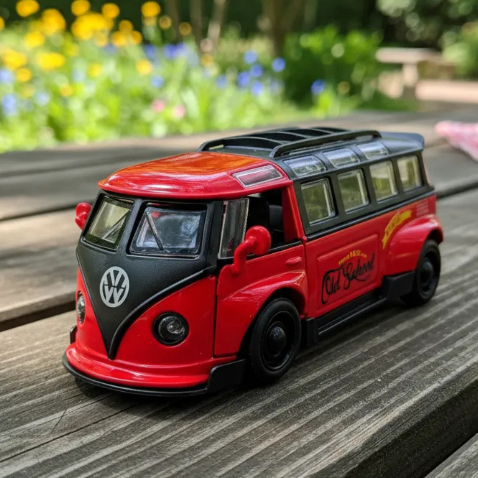 Miniatura Kombi Vw Retro Azul Vintage Metal Portas 1:32 PREMIUM