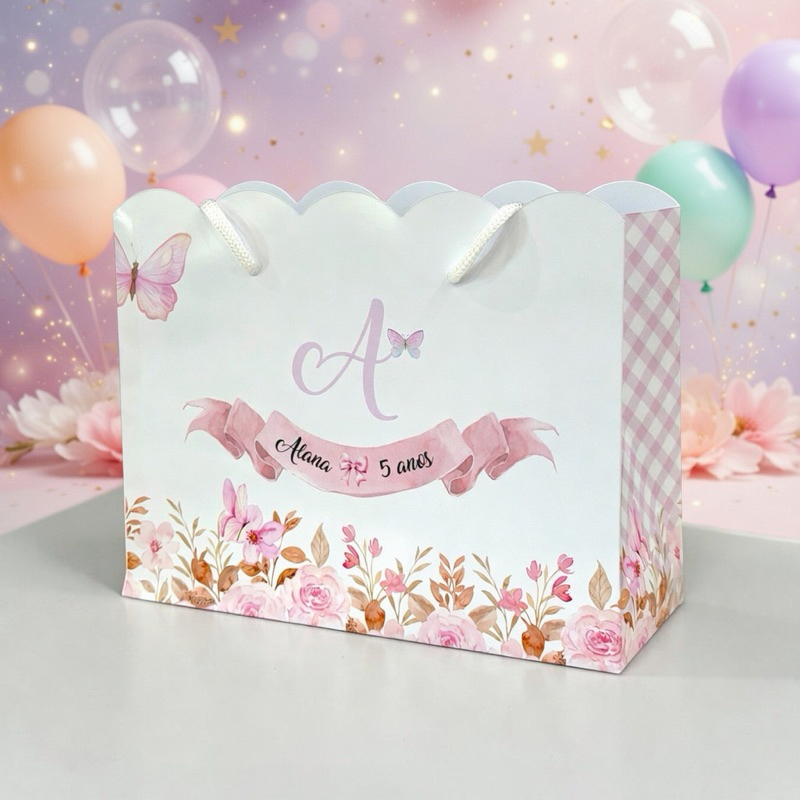 Sacolinha JARDIM ENCANTADO Personalizada / Bolsinha Lembrancinha Aniversário / (PEGUE E MONTE)